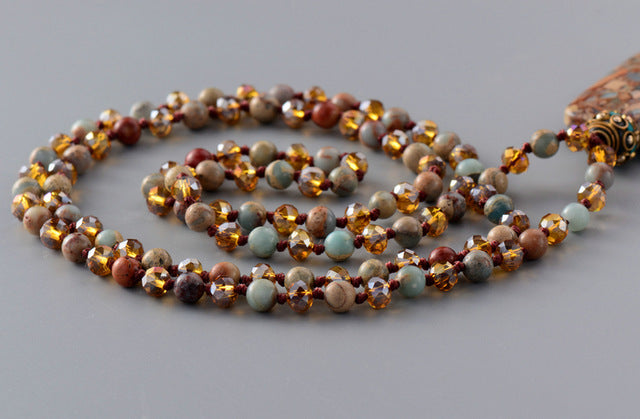 Bohemia Necklaces Natural Stones Crystal with Semi