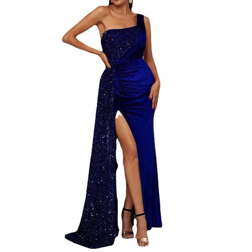 High End Fish Tail Banquet Temperament Single Shoulder Dress