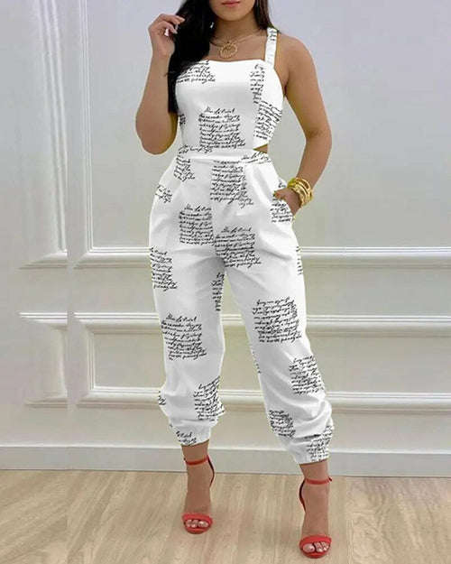 Printed Strapless Jumpsuit Strapping Loose Pants