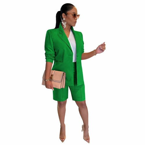 Women's Casual Suit Set with Jacket and Shorts