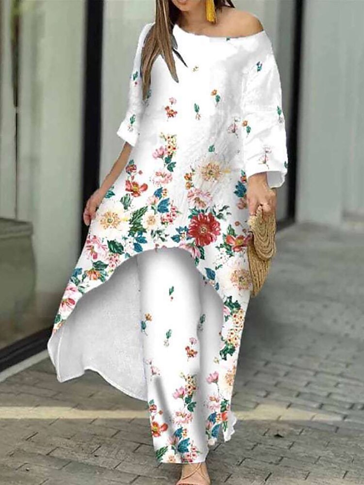 Loungewear X-Long Top Print Three Quater Sleeve O-Neck Outfit