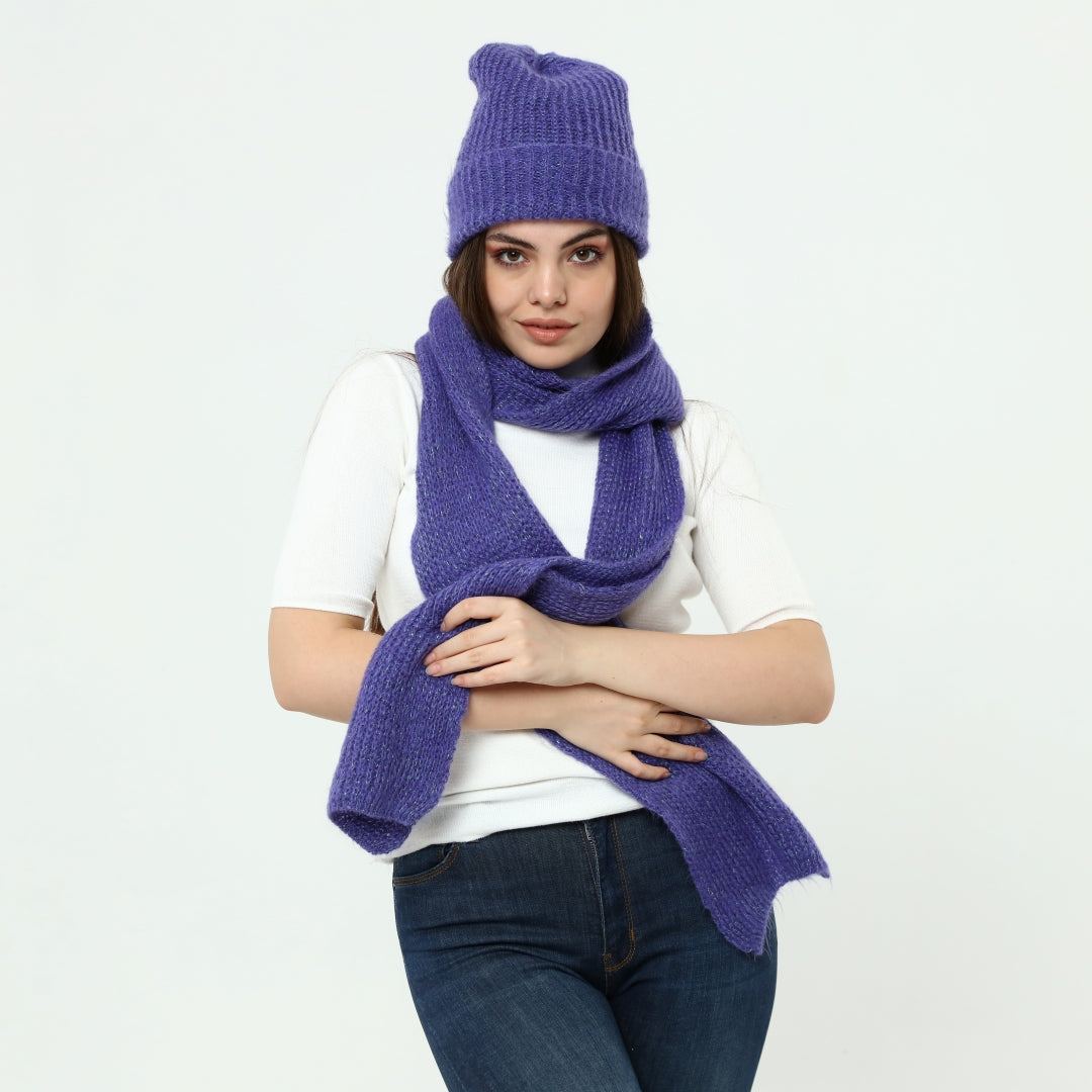 Knitted Beanie and Scarf Set - Women's Cozy Hat Scarf - Trending