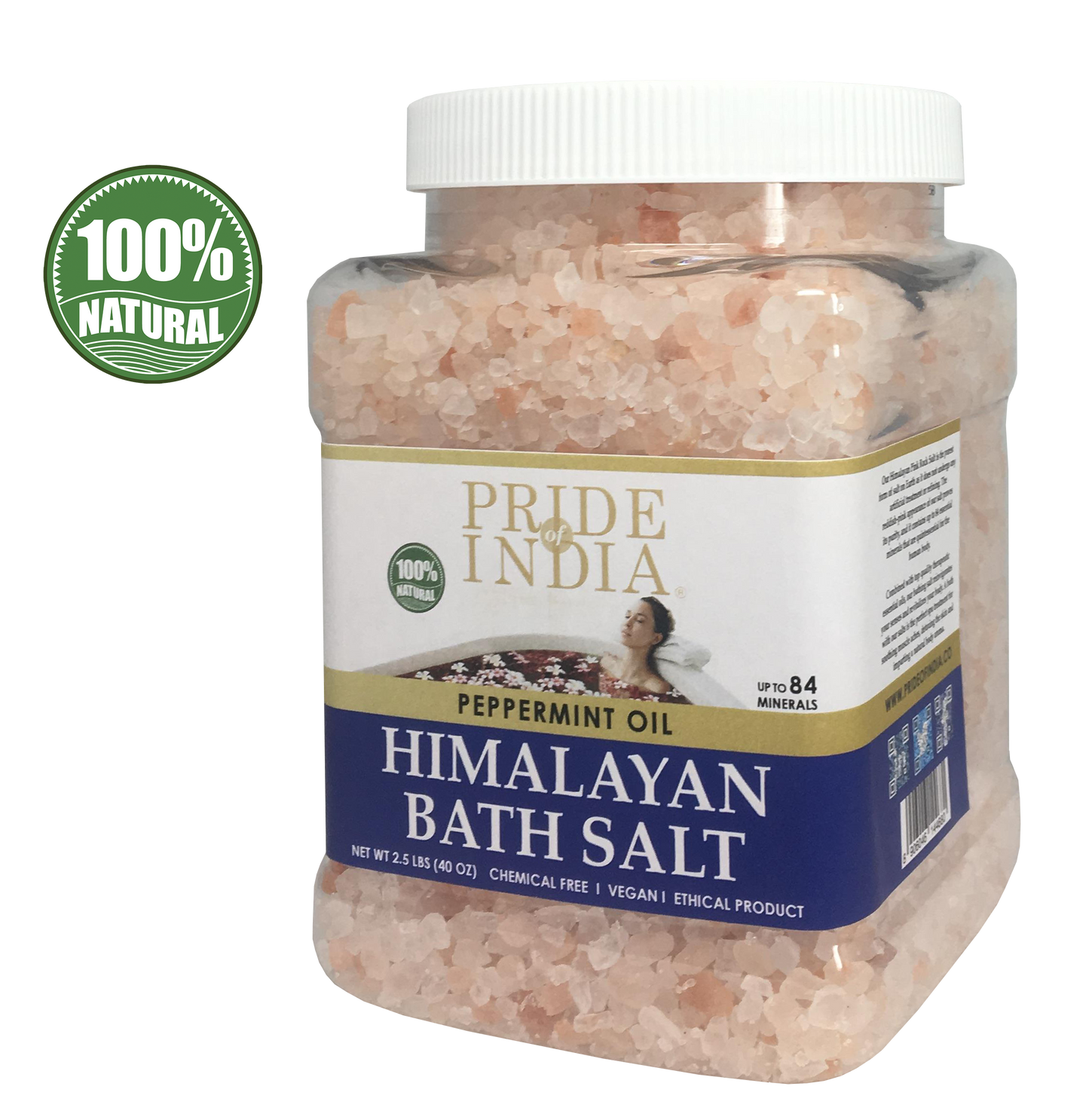 Himalayan Pink Bathing Salt - Enriched w/ Peppermint Oil and 84+