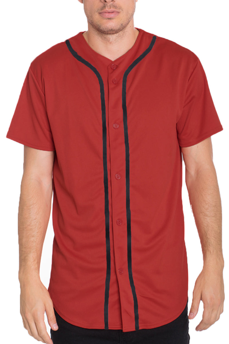 Red Black Baseball Jersey Short Set